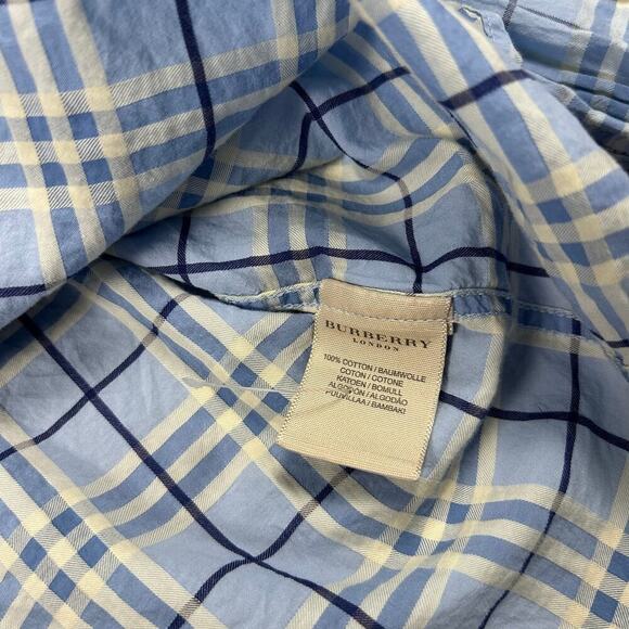 Burberry London Designer Blue Plaid Button Up Shirt - Picture 7 of 8
